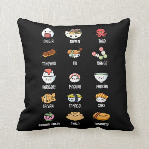 Cute Asian Food Kawaii Sushi Rice Fish Ramen Lover Cushion