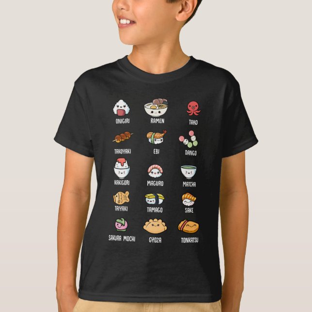 Cute Asian Food Kawaii Sushi Rice Fish Ramen Lover T-Shirt (Front)