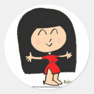 CUTE ASIAN GIRL CLASSIC ROUND STICKER