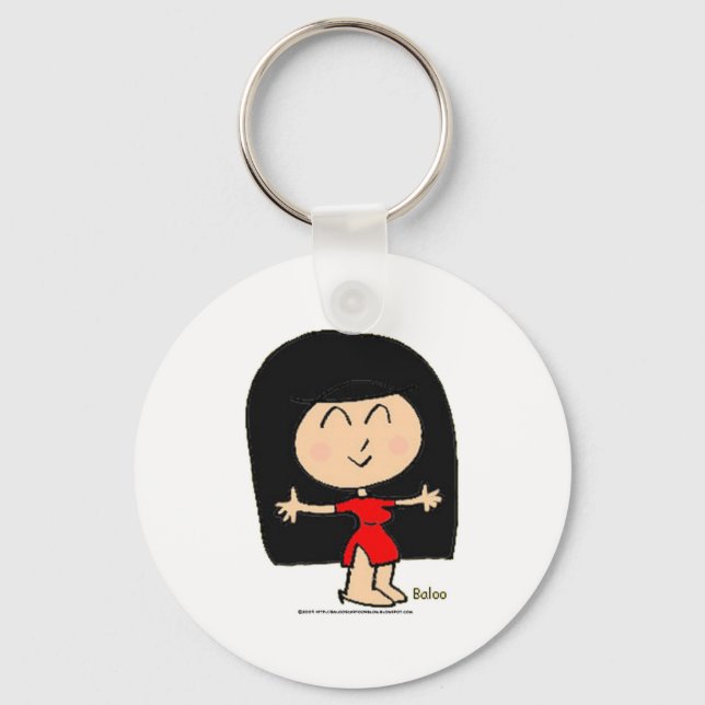 CUTE ASIAN GIRL KEY RING (Front)