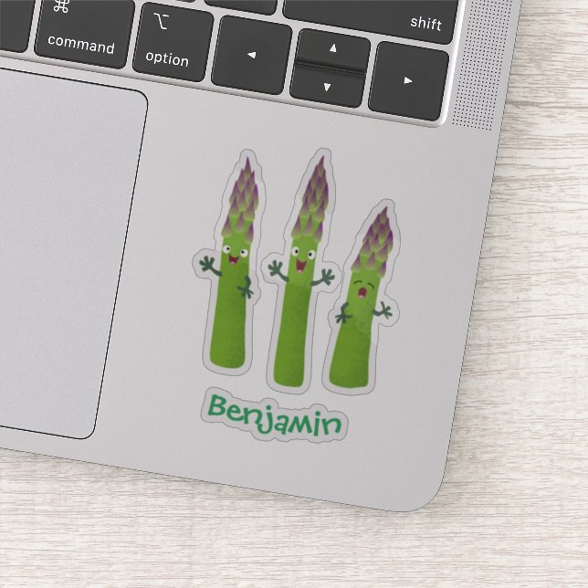 Cute asparagus singing vegetable trio cartoon (Detail)