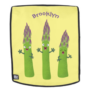 Cute asparagus singing vegetable trio cartoon backpack