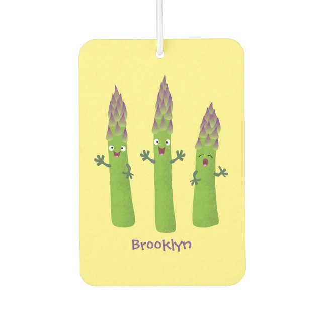 Cute asparagus singing vegetable trio cartoon car air freshener (Front)