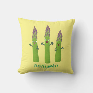 Cute asparagus singing vegetable trio cartoon cushion