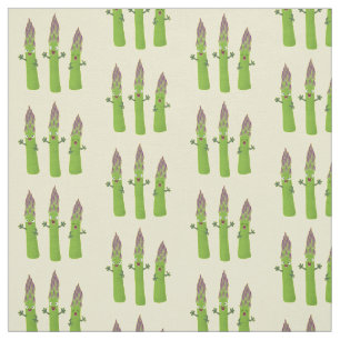 Cute asparagus singing vegetable trio cartoon fabric