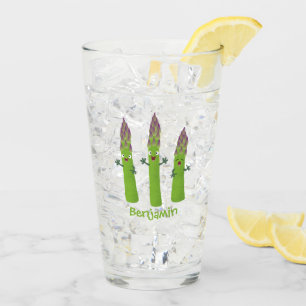 Cute asparagus singing vegetable trio cartoon glass
