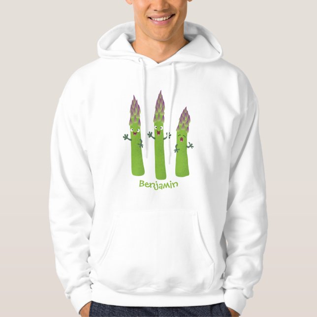 Cute asparagus singing vegetable trio cartoon hoodie (Front)