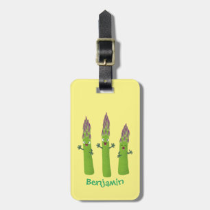 Cute asparagus singing vegetable trio cartoon luggage tag