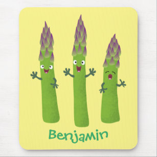 Cute asparagus singing vegetable trio cartoon mouse mat