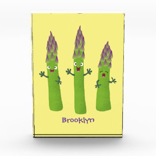Cute asparagus singing vegetable trio cartoon photo block