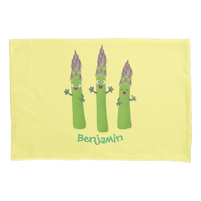 Cute asparagus singing vegetable trio cartoon pillowcase (Front)