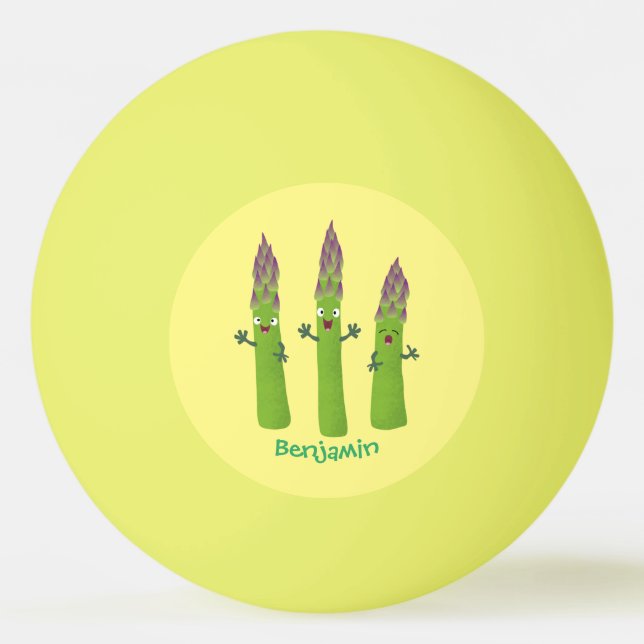 Cute asparagus singing vegetable trio cartoon ping pong ball (Front)
