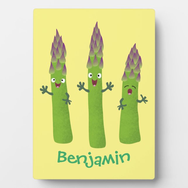 Cute asparagus singing vegetable trio cartoon plaque (Front)