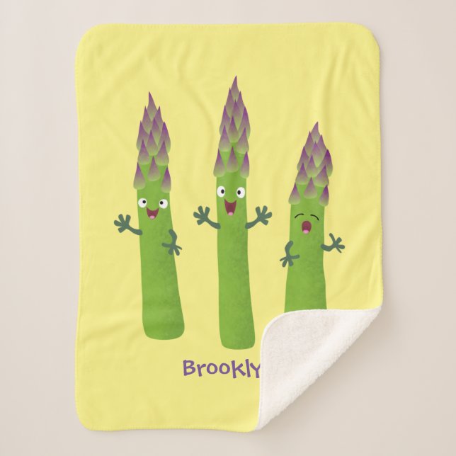 Cute asparagus singing vegetable trio cartoon  sherpa blanket (Front)