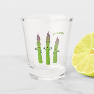 Cute asparagus singing vegetable trio cartoon shot glass