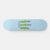 Cute asparagus singing vegetable trio cartoon skateboard (Horz)