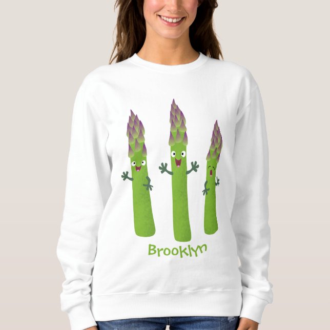 Cute asparagus singing vegetable trio cartoon sweatshirt (Front)