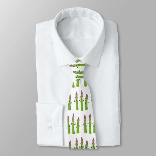 Cute asparagus singing vegetable trio cartoon tie (Tied)