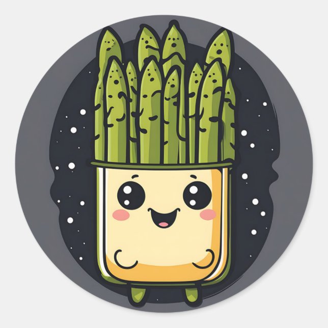 Cute Asparagus Veggie Classic Round Sticker (Front)