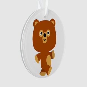 Cute Assertive Cartoon Bear Acrylic Ornament