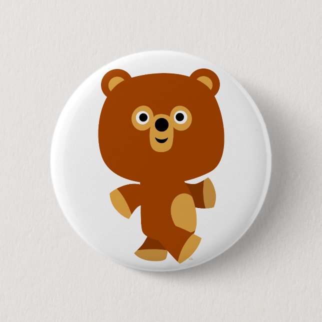Cute Assertive Cartoon Bear Button Badge (Front)