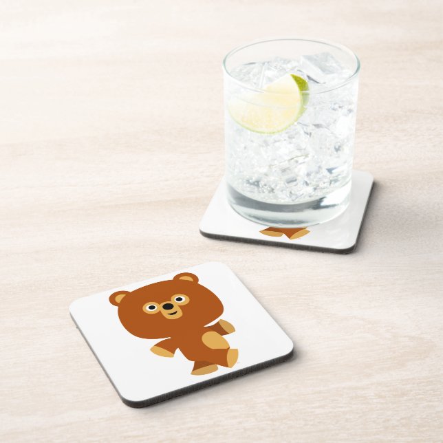Cute Assertive Cartoon Bear Coasters Set (Right Side)