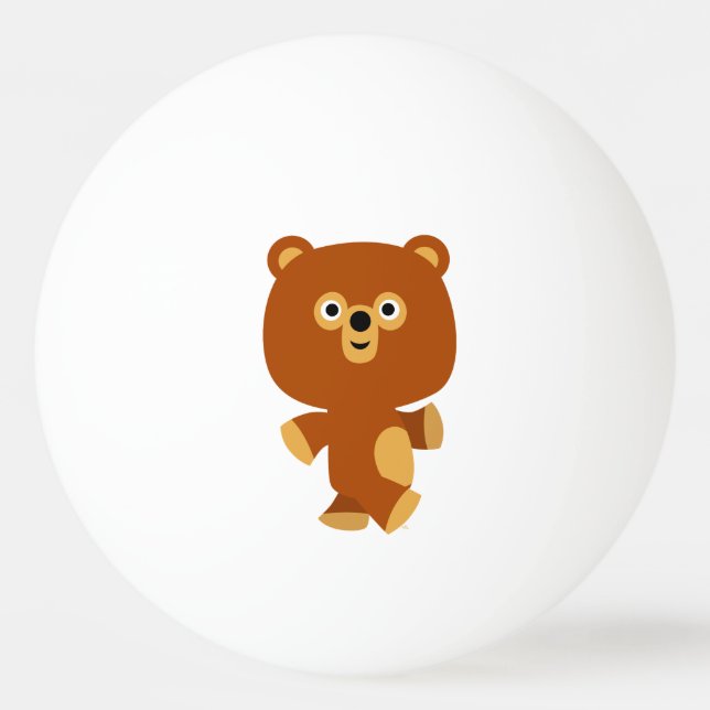Cute Assertive Cartoon Bear Ping Pong Ball (Front)