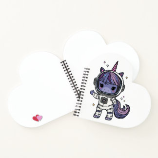 Cute Astro Unicorn Heart Notebook