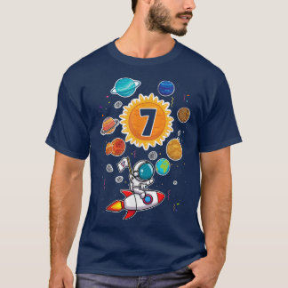 Cute Astronaut 7th Birthday 7 Years Old Birthday B T-Shirt