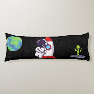 Cute Astronaut & Alien Space Throw Pillow