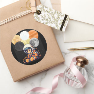 Cute Astronaut and Planets Sticker