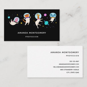 Cute Astronaut Animals Floating in Space Business Card