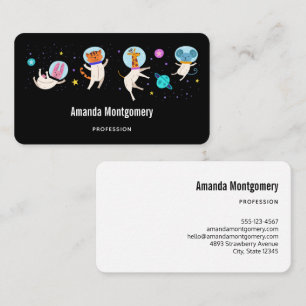 Cute Astronaut Animals Floating in Space Business Card