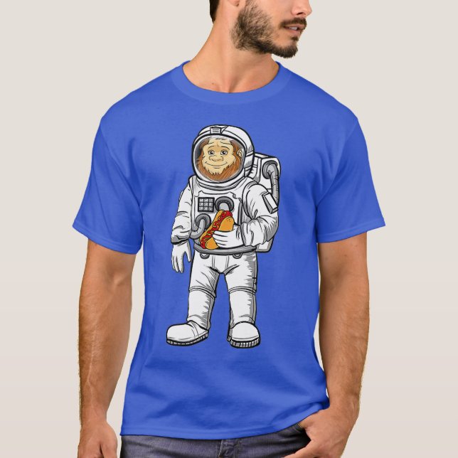 Cute Astronaut Astronomy Bigfoot Hotdog Lovers T-Shirt (Front)