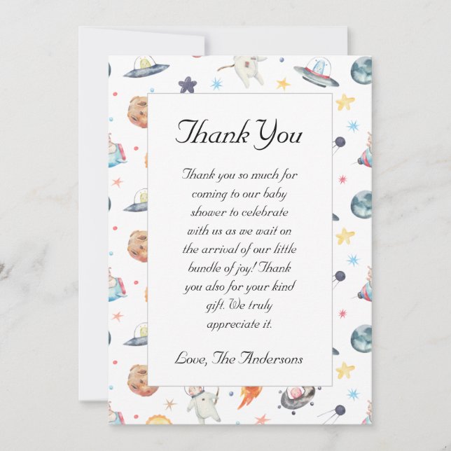 Cute Astronaut Baby Shower Thank You Card (Front)
