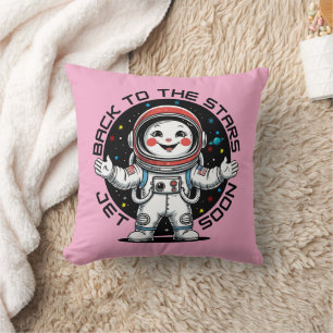 Cute astronaut back to the stars design cushion