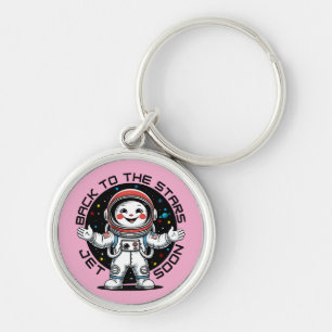 Cute astronaut back to the stars design key ring