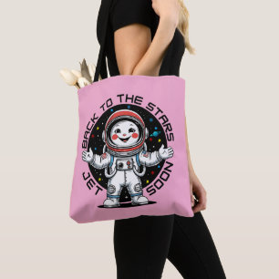 Cute astronaut back to the stars design  tote bag