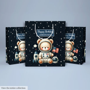 Cute Astronaut Bear Gift Bag for Birthday Party
