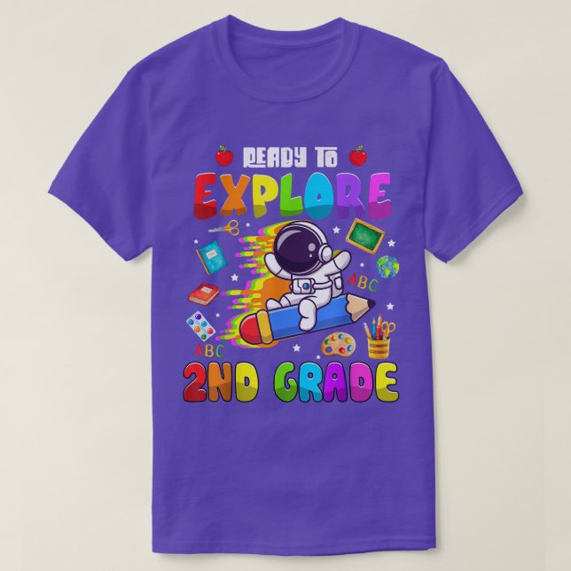 Cute Astronaut Boys Girls Ready to Eplore 2nd Grad T-Shirt (Design Front)