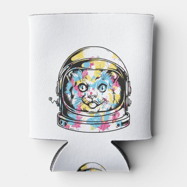 Cute astronaut Cat Can Cooler (Front)
