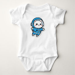 Cute Astronaut Cat Custom Photo Baby Bodysuit