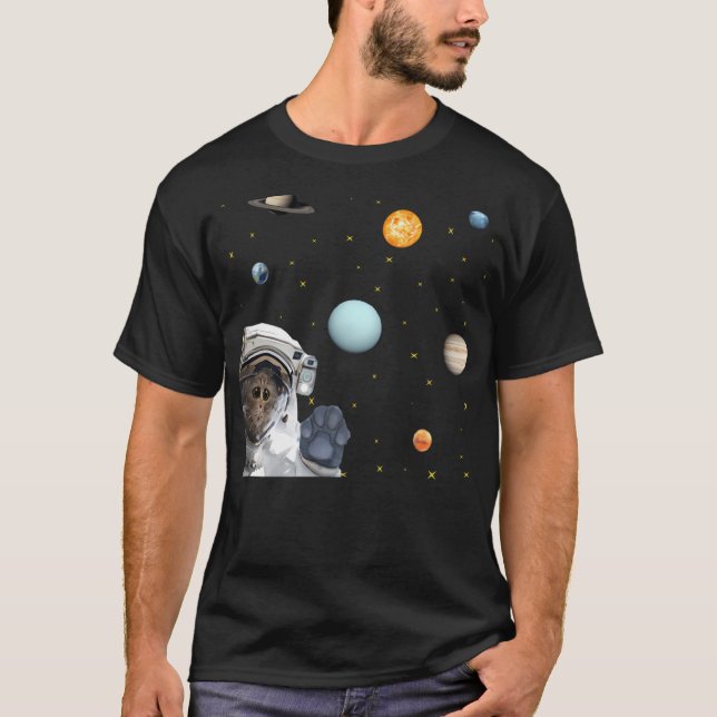 Cute Astronaut Cat  Desing T-Shirt (Front)
