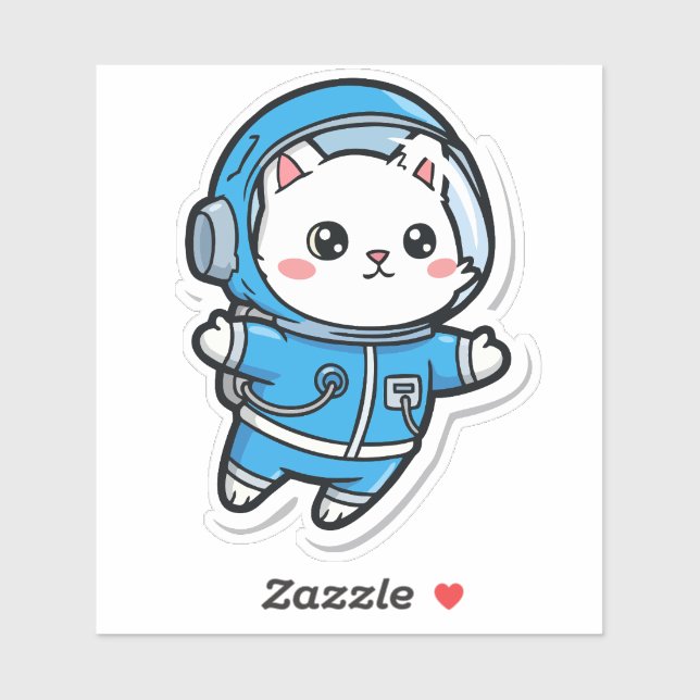 Cute Astronaut Cat Kawaii Sticker 4x4 (Sheet)