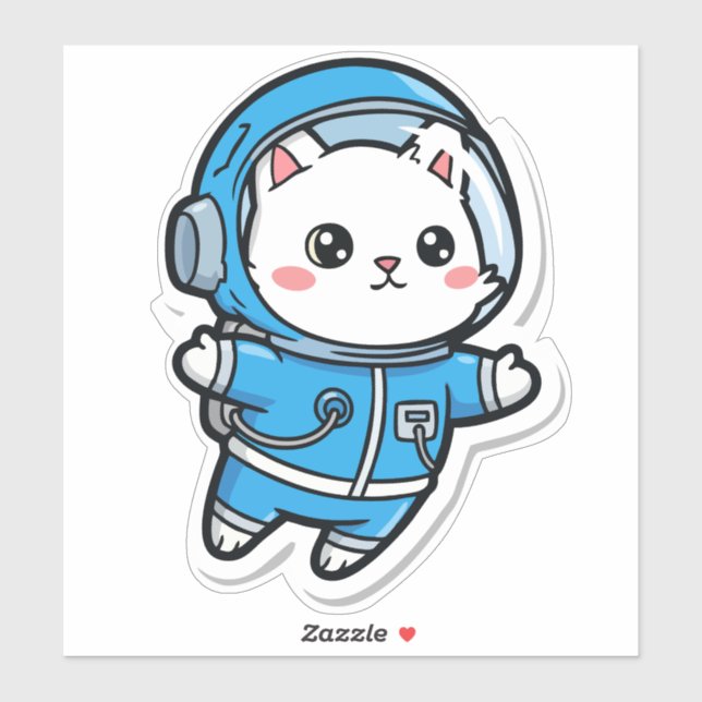 Cute Astronaut Cat Kawaii Sticker 8x8 (Sheet)