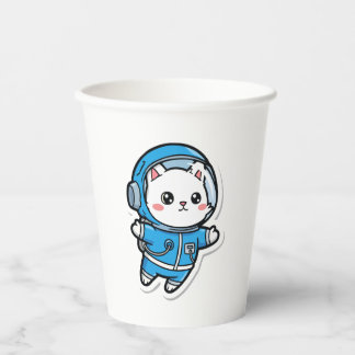 Cute Astronaut Cat Paper Cups