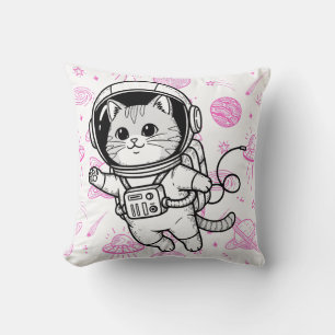 Cute Astronaut Cat Space Pattern Personalized Kids Cushion