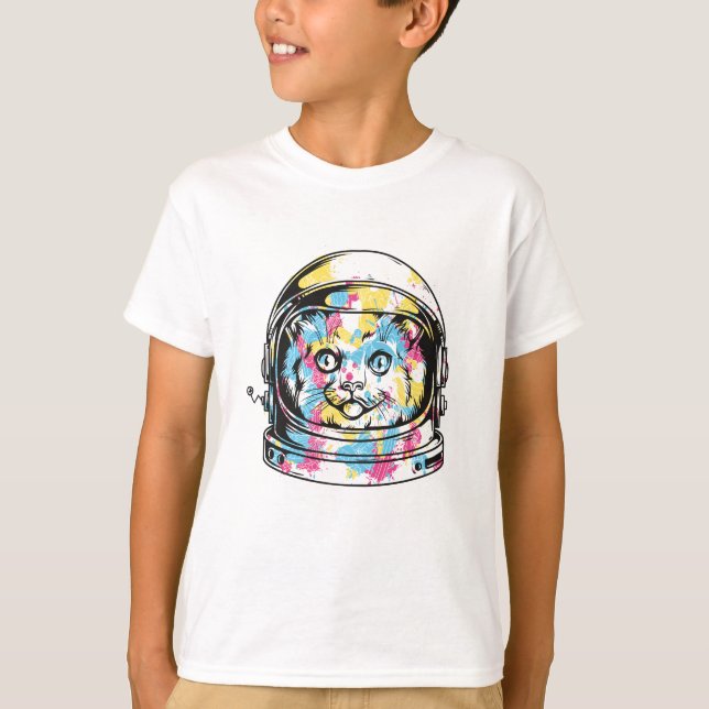 Cute Astronaut Cat T-Shirt (Front)