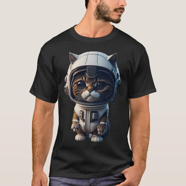 Cute Astronaut Cat T-Shirt (Front)