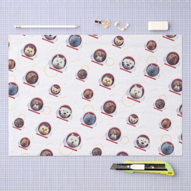 Cute Astronaut Dogs Space Explorer Pattern Tissue Paper (Craft)